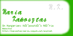 maria kaposztas business card